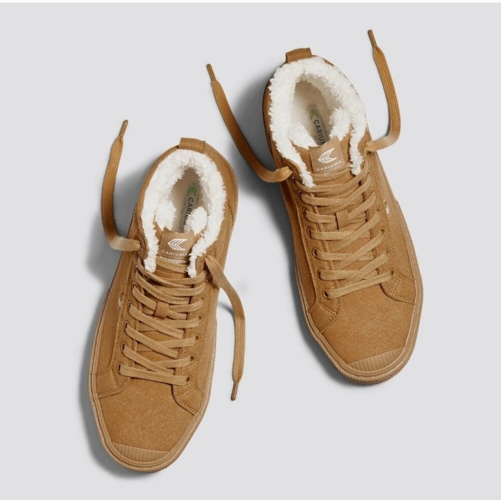 CARIUMA Hi-top Sherpa Therma Camel Vegan Suede Fleece Lined Boot Unisex